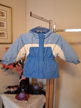 Preowned Girl’s Light Blue Ski Snow Hooded Jacket Tailored Winter Coat Sz XS.TP
